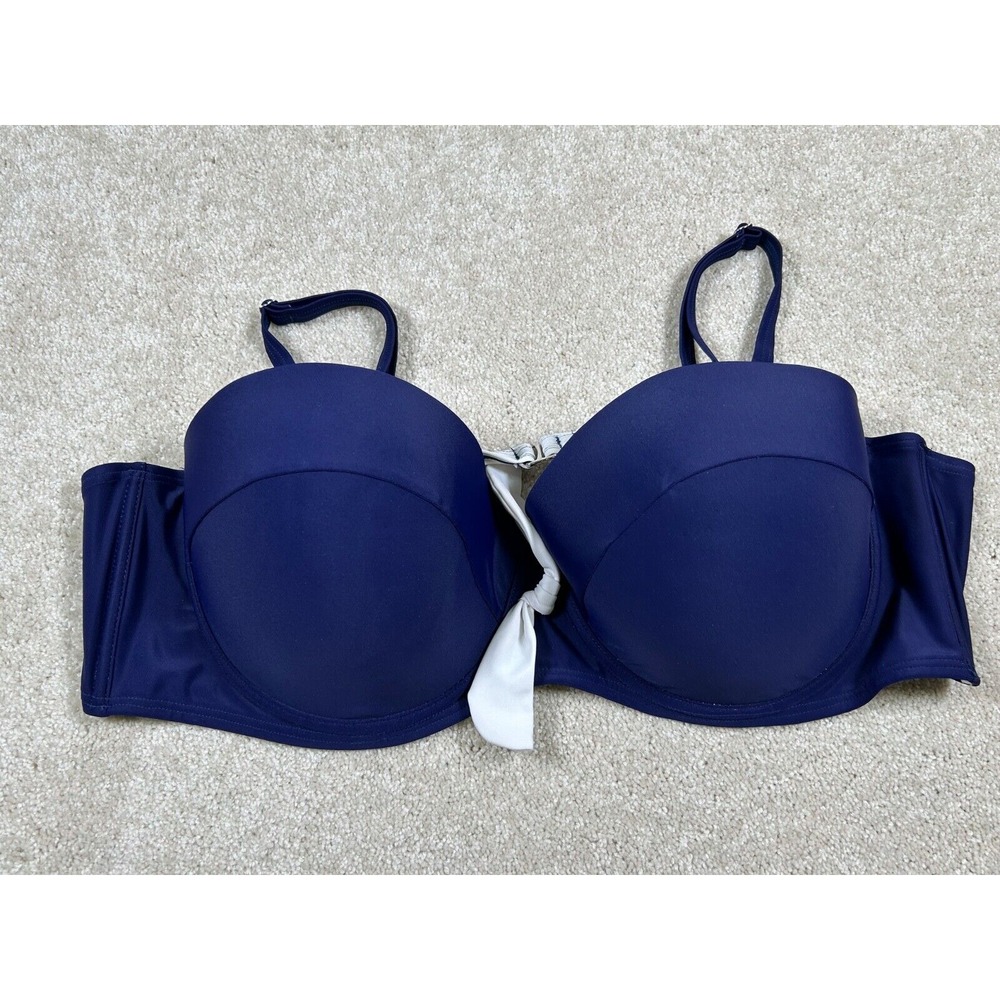 Sun & Sea Womens Size 22 Blue Padded Swim Bikini‎ Top Nautical